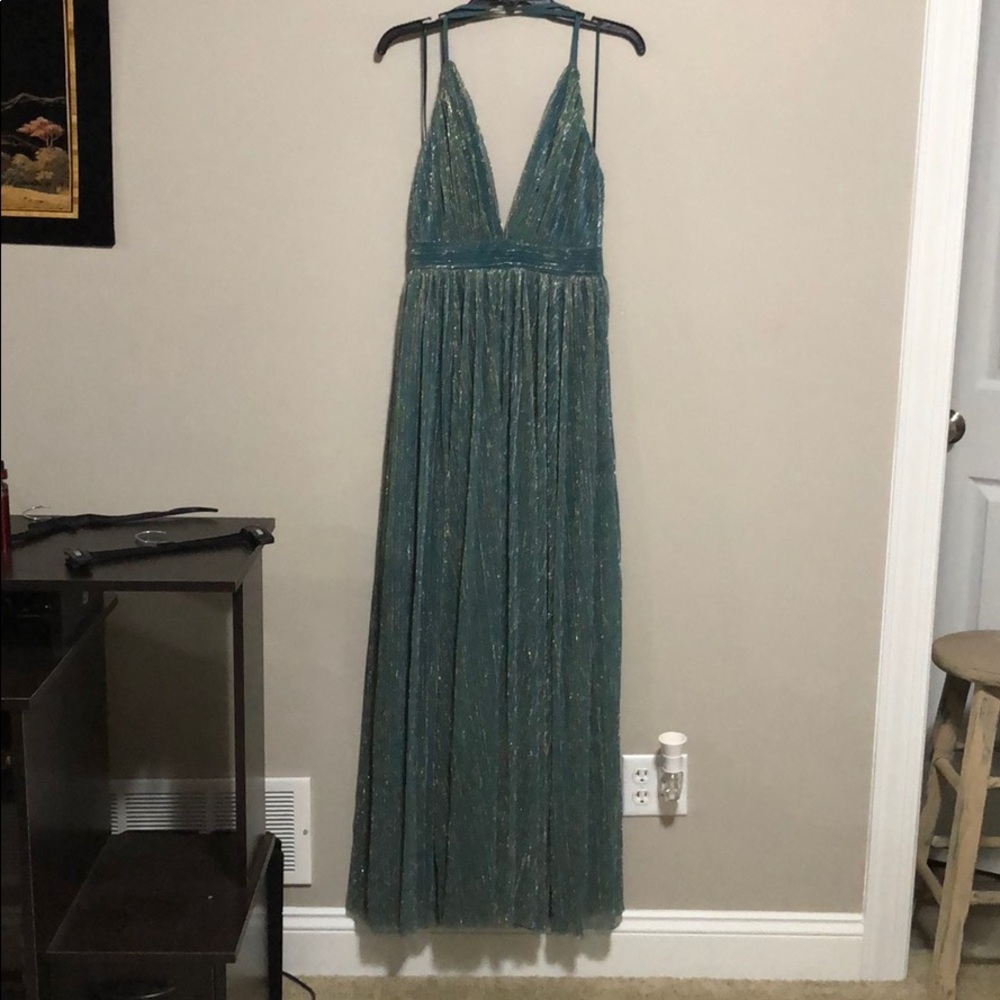 green blue prom formal dress